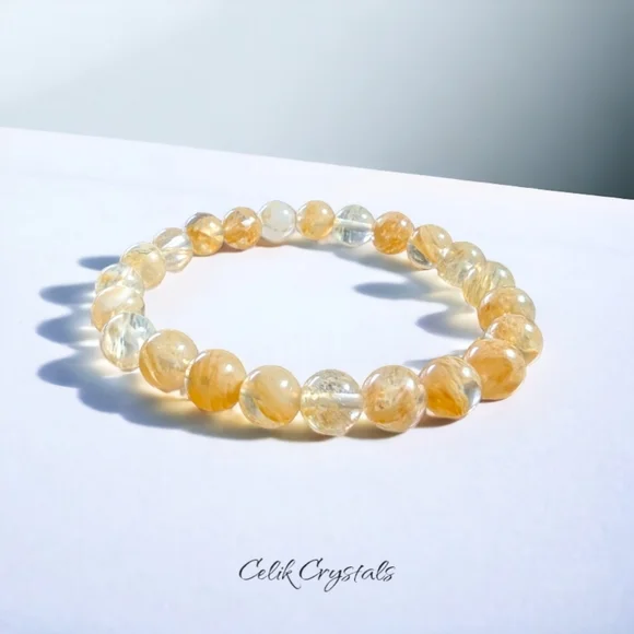 Rutilated Quartz Bracelet 8mm Natural Stones Unisex - Picture 1 of 3
